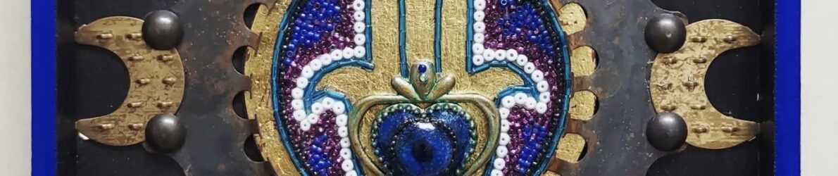 “Hamsa” beaded mosaic assemblage
