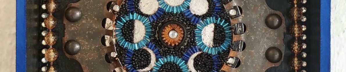 “Moon Phases” beaded mosaic assemblage